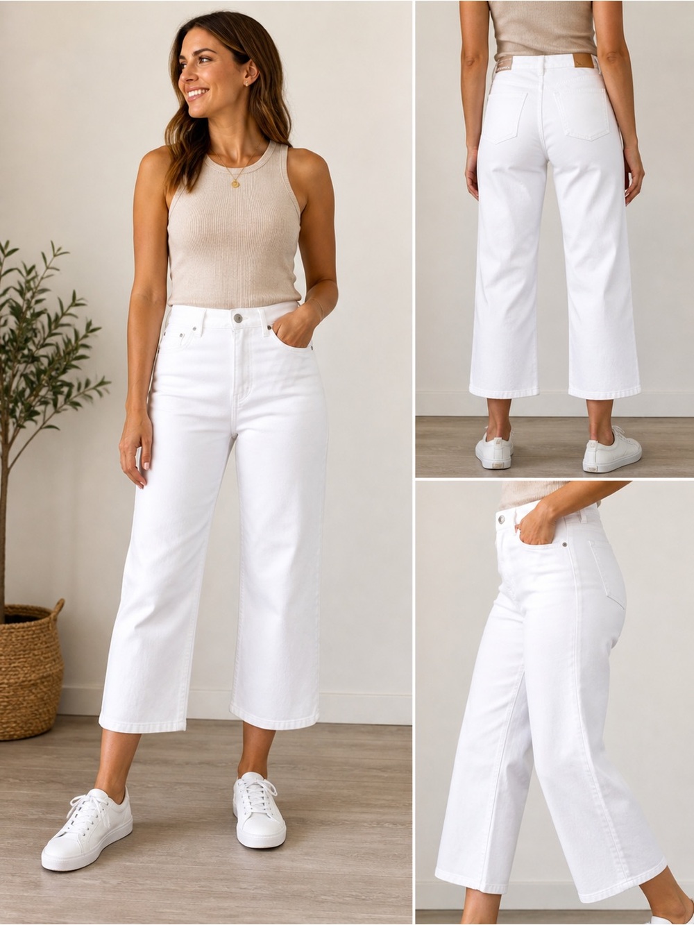 High Rise Crop Pants White Eddie Bauer Authentic Voyager Size 16 NWT
